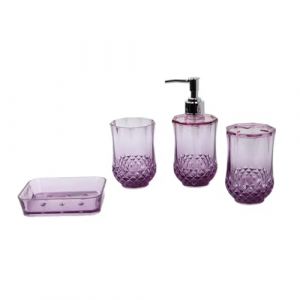 SUIOPPYUW Ensemble de salle de bain haut gamme avec comptoir, brosse &agrave; dents, gobelet, porte-savon, distributeur savon, accessoires salle bain en acrylique pour dortoir, Violet (excluosive, neuf)