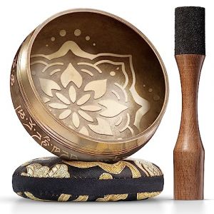 Bol Tibétain – Bol Tibétain Chantant pour la Purification et la Méditation – Silent Mind – Bol Méditation – Inclut un Maillet avec Prise en Main Type Crayon et un Coussin (Silent Mind EU, neuf)