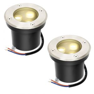 Daromigo Lot de 2 Encastrables de Sol IP67 Extérieur, lampadaire rond blanc chaud 3W lampadaire étanche en acier inoxydable pour terrasse/jardin/trottoir/terrasse/allée/pelouse (UWissen  Shop, neuf)