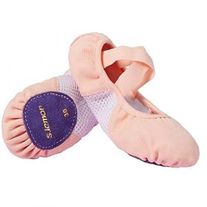 s.lemon Chaussure de Ballet,Toile &Eacute;lastique Semelle Fendue Chausson Ballet pour Filles Femmes Rose Blanc 35 (Lemon Sports, neuf)