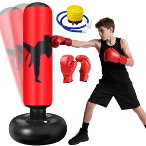 Ninonly Sac de Frappe Enfant 160cm avec Gants et Pompe Punching Ball Enfants pour Karaté Taekwondo Idéal pour Garçons et Filles de 3 à 12 Ans Punching Ball Bureau Parfait pour Maison, Gym, Extérieur (qianlizhou us, neuf)