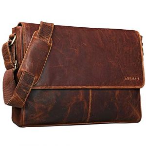 STILORD 'Oskar' Sac Bandoulière en Cuir Homme Femme - Sac Messager Vintage en Cuir Véritable - Sacoche Ordinateur 15 pouces Cartable pour Bureau, Travail et Université, Couleur:kara - cognac (STILORD Cuir, neuf)