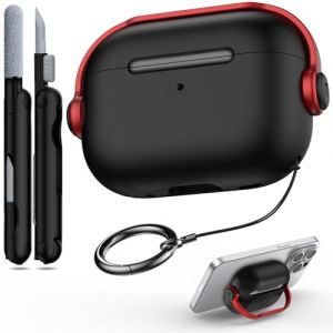 R-fun &Eacute;tui compatible avec Apple Airpods Pro (2023/2022/2019, 2e/1re g&eacute;n&eacute;ration), c&acirc;ble USB-C/Lightning, &eacute;tui pour casque de musique avec verrou de s&eacute;curit&eacute; et kit de nettoyage,Noir/Rouge (R-Fun EUR, neuf)