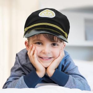 UPKOCH Chapeau Capitaine Marin Noir Garçon Fille Casquette Costume Yacht Chapeau Décoratif pour Fête Cosplay et Soirée Nautique (But Qihui, neuf)