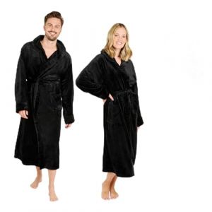 Blumtal Pape de bain femmes et hommes - peignoir de bain en polaire doux et moelleux avec capuche & poches avant pratiques, certifi&eacute; Oeko-TEX&reg;, taille XXXL, couleur noir (Everbrent, neuf)