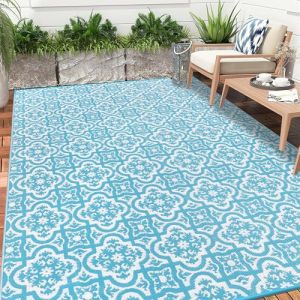 Enyhom Grand Tapis d'ext&eacute;rieur pour Jardin 180 x 270 cm imperm&eacute;able &agrave; imprim&eacute; terrasse r&eacute;versible avec Fermeture &eacute;clair Tapis de Camping en Plastique Paille, Tapis pour Balcon, terrasse, arri&egrave;re-Cour (Pauwer Enyhom, neuf)