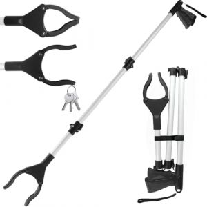 Awsuc 108cm Pince Ramasse Objet pour Personnes gées et Handicapés Aimants, Outils de Ramassage Pince Telescopique Rotative pour Attraper Les Objets, Pince Ramasse Dechets (Noir) (Ausuc Tec, neuf)