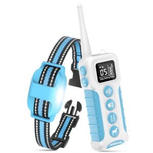 DOGLinsen Collier de Dressage pour Chien sans Choc, Portée de 1000m, Collier Vibration pour Chien, 4 Modes (Lumière, Son, Vibration, Son+Vibration) - Adapté aux Chiens de Toutes Tailles (Bleu) (DOGLinsen, neuf)