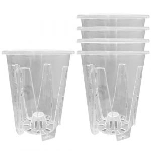 Pots d'orchidées 5pcs Pots de Fleurs Transparentes avec Trous de Drainage Plastique jardinière d'orchidée Respirante à Fente de Plante Claire pour orchidées, Plantes succulentes, Plantes d'intérieur (zhenzhong0619, neuf)