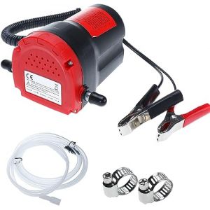 FreeTec Pompe d'aspiration d'huile 12 V 60 W Pompe à diesel Pompe à carburant pour vidange d'huile moteur et mazout (rouge) (FreeTec, neuf)