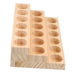 VICASKY 1 Pièce Boîte De Rangement D'huile Essentielle Étagère Stands D'huiles Essentielles Pour Parfum Bouteilles À Plusieurs Niveaux Présentoir Huiles Essentielles En Bois Kaki (Micanties, neuf)