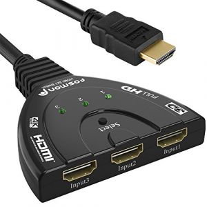 Fosmon Commutateur HDMI Automatiques 4k, 3 Entrées 1 Sortie HDMI Switch - UHD HDR 3D 1080p HDCP, Splitter Switcher Répartiteur Sélecteur Auto pour HDTV Lecteurs DVD Blu ray PS4 Xbox Apple Fire Roku (theWireless, neuf)