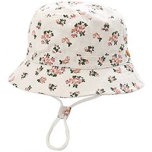 Malaxlx Unisexe Bob Bébé Enfant Chapeau de Soleil Floral Blanc Chapeau de Pêcheur Nourrisson Chapeaux de Seau Chapeau de Plage Visière pour 12-24 Mois Fille Garçon (malaxlx uk, neuf)