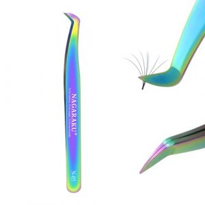 NAGARAKU Pince Cils Volumineux Greffage Colorée Pince à Épiler Précision Professionnelle Acier Inoxydable Pointue Courbe Antistatique Curved Volume Lash Tweezer pour Créer des Fleurs de Cils (N-05) (NAGA Beauty, neuf)