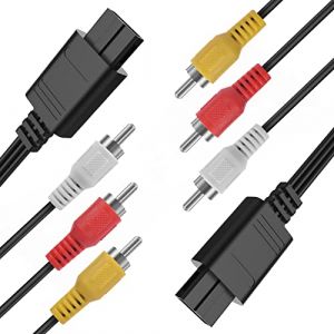 Lot de 2 câbles AV N64, N64 AV vers HDMI compatibles avec Nintendo 64 N64, Gamecube GC, Super Nintendo SNES, accessoires de console de jeu, câble AV/TV (1,8 m) (SCORPIOX, neuf)
