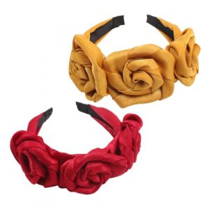 Healeved 2 Pièces bandeau en tissu bandeaux pour femmes couronne de fleurs de rose bandeaux de fleurs pour les filles accessoires de cheveux roses bandes de cheveux roses bandeau fleur rose (Accompany JY, neuf)