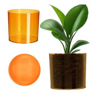 KADAX Pot de fleurs en plastique 13 couleurs brillant en forme de cylindre, pot à herbes, vase de fleurs, pot de fleurs, pot de fleurs, pot de fleurs, pot de plantes (ø 12,8 cm, orange) (KADAX, neuf)
