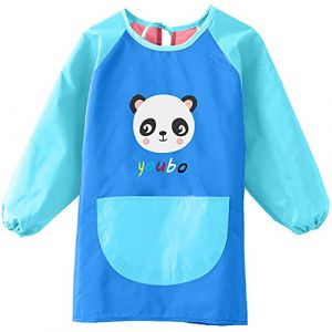 Blouse Peinture Enfant Tablier de Peinture enfant, Imperméable Anti-tachesBlouse de Peinture Pour Enfant Manche Longue Manches Longues Tablier de Peinture/Artisanat/Cuisine (Panda bleu foncé S) (Uposao, neuf)