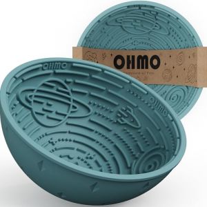 OHMO Tapis de Léchage Chien, Gamelle Anti-Glouton pour Chien et Chat, Tapis de Léchage avec Motif Étoilé pour Soulagement de l'Anxiété & Alimentation Lente, en Silicone Alimentaire, Bleu Clairs (OHMO EU, neuf)