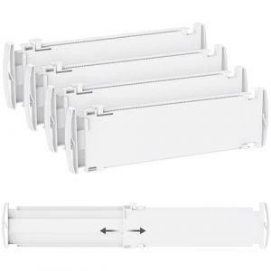 Lifewit 4 pi&egrave;ces Organiseur de tiroir, S&eacute;parateur de tiroir r&eacute;glable pour une longueur int&eacute;rieure de 35&ndash;55 cm & hauteur > 10,5 cm, Organiseur de tiroir pour armoire, commode &agrave; langer, bureau, cuisine (Lifewit Home FR, neuf)