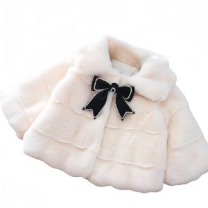Proumhang Manteau d'hiver Chaud en Fausse Fourrure pour Bébé Fille et Tout-petit,Manches Longues,Fuzzy Cute Cape Jacket Cloak Poncho Overcoat Outwear,Cardigan à Capuche pour Enfants Blanc 110 (labellevie_NO1, neuf)