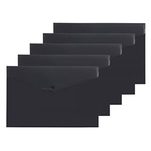 eco-eco Eco035BLACK Lot de 5 chemises en plastique &agrave; bouton-pression 50% recycl&eacute; Noir Format A4+ (KM ONLINE, neuf)