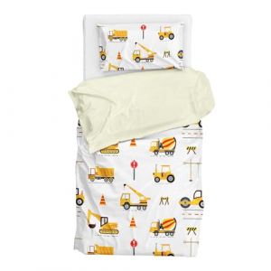 DJDEA Housse de Couette 90x190 Enfant Truck - Housse de Couette 1 Personne Gar&ccedil;on avec Taie d'oreiller 40x60 avec Fermeture &agrave; glissi&egrave;re - Microfibre (Sky Wing Home Textile Products, neuf)
