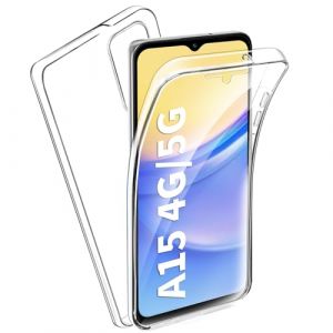 FLLAO Coque Compatible avec Samsung Galaxy, Transparent Housse Silicone TPU Gel et PC Rigide 360 Degres Protection Anti Choc Full Body Etui Case Phone Samsung Coque (Transparent, Samsung A15) (YeMe, neuf)