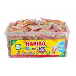 HARIBO - Miami PIK - Bonbons Piquants - Sans Colorants Artificiels & Sans G&eacute;latine - Bo&icirc;te De 250 Bonbons Piquants (Ponera, neuf)