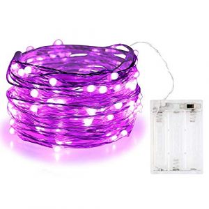 BOLWEO Guirlandes Lumineuses à Piles, 1 Paquet Mini 3*AA Alimenté par Pile Fil de Cuivre Led Lumières de Luciole pour Chambre, Jardin, NoëL, Mariage, Intérieur, Exterieur, Fête, Décoration (Mauve) (BOLWEO-EU, neuf)