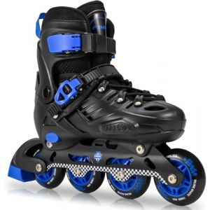 FYHART Patins en Ligne pour Enfants garçons Ajustables, Patins à roulettes, Filles et Jeunes Enfants, Patins à roulettes pour Enfants pour l'intérieur et l'extérieur (Noir et Bleu, L) (GXSJ, neuf)