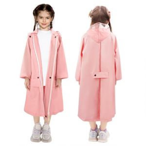 LAMA Manteau de pluie enfants, Poncho de pluie filles Veste de pluie enfants l&eacute;g&egrave;re, V&ecirc;tements de pluie r&eacute;utilisables Cape de pluie avec capuche et housse de sac &agrave; dos, Raincoat pour v&eacute;lo randonn&eacute;e (LAMA Shop, neuf)