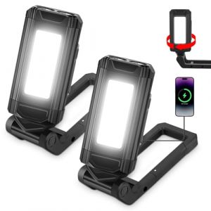 ​​2 pi&egrave;ces Lampe de Travail Rechargeable Puissante, Baladeuse LED Lampe Atelier avec Base Magn&eacute;tique et Pivot, Lampe Torche avec IPX6 &Eacute;tanche, 7 Modes Lampe Mecanicien pour R&eacute;paration, Atelier et Ext&eacute; (ANDRECHR, neuf)