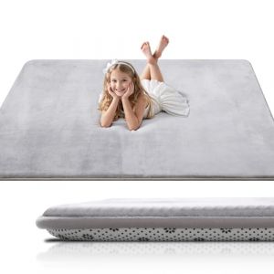 Favodormir Tapis d'eveil Bebe Ferme,Tapis de Jeux Bebe Épaisseur Éponge,Fond Antidérapant & Surface Flanelle Douce, Entretien Facile pour Chambre et Parc Enfants (0-3 Ans),120cmx120cm,Gris (Favodormir FR, neuf)
