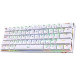 Redragon K630 Dragonborn Clavier de Jeu Filaire RVB 60%, 61 Touches, Clavier mécanique Compact avec Interrupteur Tactile Marron, Support Pilote Pro, Blanc, US Layout (Radioddity France, neuf)