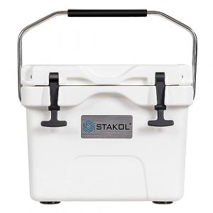 GOPLUS Glacière Rigide 15 L pour Aliments et Boissons, Glacière Isotherme avec Poignée, Bouchon de vidange et 2 Porte-Gobelets, Glacière Portable pour Camping, Pique-Nique, Pêche (Blanc) (Augenstern24, neuf)