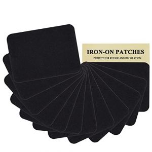 Lot de 12 écussons thermocollants en tissu de qualité supérieure, colle forte, 100 % coton, noir, taille 7,6 x 10,2 cm (J. CARP, neuf)