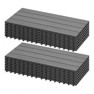 Laneetal Lot de 12 Carreaux de Terrasse à Lattes en WPC, Dalle de Terrasse Clipsable en Composite à Emboîtement, Patio, Balcon, 30x60cm, Effet Bois, Gris Clair (cg_europa, neuf)