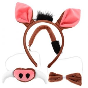 HONITANO Costume Cosplay Gar&ccedil;on Fille Cochon Oreilles T&ecirc;te Cousues Nez Groin Queue Accessoires Animaux pour F&ecirc;te D&eacute;guisement (LUWELI, neuf)