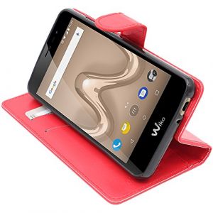 ebestStar - Coque Compatible avec Wiko Tommy 2 Etui PU Cuir Housse Portefeuille Porte-Cartes Support Stand, Rouge [Appareil: 145 x 72.7 x 9.19mm, 5.0''] (ebestPro-fr, neuf)