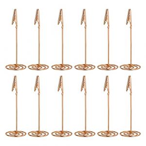 12pcs Porte-Photos Pince Sur Pied, Porte-Cartes De Table, Porte-MéMo Clips Porte-Notes Verticaux Porte-NuméRos Photo Clip De Notes Pour Mariage, FêTe, RéUnion, Bureau Clips Photo De Bureau (Or Rose) (xiaoshanxiong, neuf)