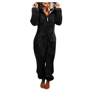 Combinaison Pyjama Femme Grenouillere Femme Combi Pyjama Tout En Un Chaud En Polaire,Combinaison Pyjama Barboteuse Polaire Capuche VêTement En Peluche Nuit Adulte Costume Loungewear GrenouillèRe, (jiajialongbaihuo, neuf)