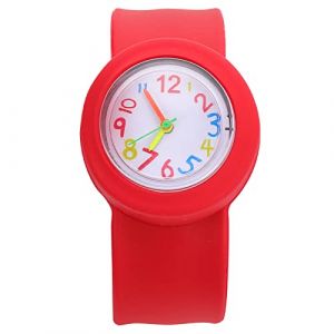 Montre pour Enfants Slap Bracelet Watch Fun Fashion Slap-on Watch - Montre de pour Enfants Montre-Bracelet en Silicone pour Enfants Gar&ccedil;ons Filles - Rouge (Cosy & U, neuf)