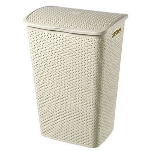CURVER Coffre à Linge My Style 55L - Bac à Linge Sale avec Couvercle - Aspect Rotin Texturé, Bonne Aération - Poignées Ergonomiques - Pour Salle de Bain ou Buanderie - 42,8 x 33 x 60,4 cm - Ivoire (potz-tech, neuf)