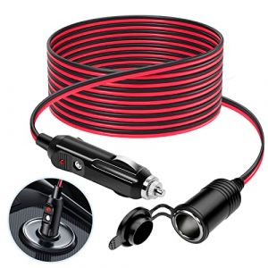 4M Rallonge Allume Cigare, 12 V/24 V Chargeur de Voiture Allume Cigare Prise, Adaptateur étanche à la poussière 16 AWG avec Fusible 15A USB pour Moto, Bateau, Voiture, Camion, Apple iPhone SE (YYX TECH, neuf)