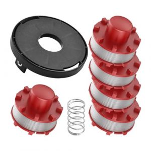Bobine de Fil de Rechange pour Tondeuse Einhell, 3405096 avec Capuchons et Ressort TLE-01-1, Compatible avec GE-CT 36/30 LI E Solo, AGILLO 18/200 (Bobine*5+Capuchon*1+Ressort*1) (Sandwichl, neuf)