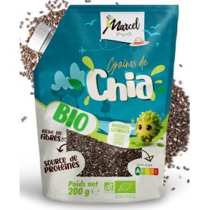 Graines de Chia Bio 200g &ndash; Riche en OMEGA 3 & Source de PROTEINES &ndash; Sachet Recyclable Refermable &ndash; Agriculture Biologique FR-Bio-01 &ndash; Conditionn&eacute; en France &ndash; MARCEL PRESENTE (ECOLOGISTIQUE BOURGOGNE, neuf)