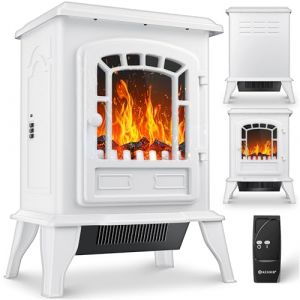 KESSER&reg; Chemin&eacute;e &eacute;lectrique avec radiateur soufflant 2 000 W Chauffage &eacute;lectrique LED Effet feu de chemin&eacute;e Po&ecirc;le Effet Flamme Radiateur Po&ecirc;le Silencieux r&eacute;glable, Blanche (WMK Trading GmbH, neuf)