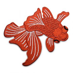 Finally Home Écusson Thermocollant | POISSON KOI ORANGE JAPON | Patch à coller au fer à repasser ou à coudre | Pièce de décoration ou réparation pour vêtement, jean, sac, pantalon, veste (Finally Home Shop, neuf)