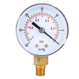 Regun Manomètre à Vide, -1-0 Bar, -30-0inHg 50mm 1/8 BSPT Laiton Manomètre de Pression pour l'eau, l'huile, L'air ou Le Gaz (Regun, neuf)